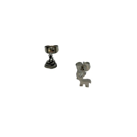earrings stud silver tree and deer